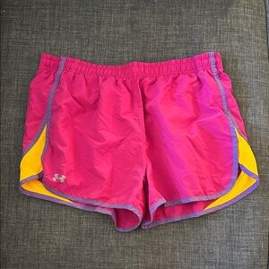 Under Armour Women's Vibrant Pink and Orange Athletic Shorts